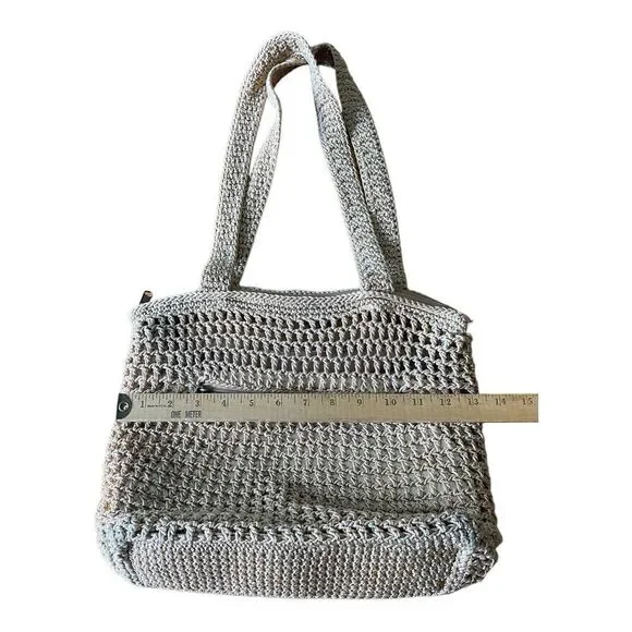 The SAK Tan & Gold Crochet ZIp Inner & Outer Pockets Shoulder bag - Picture 12 of 16